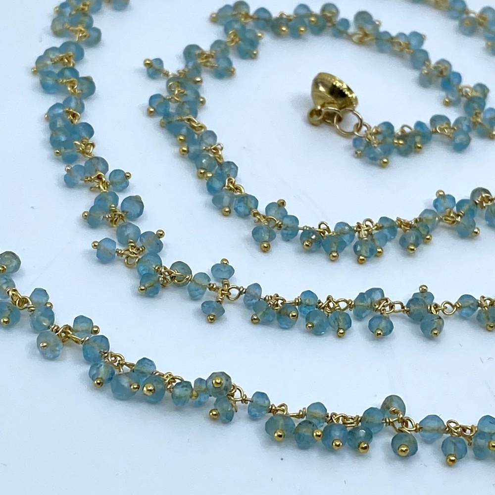 Hand Crafted Gold Tone Elegant Green Glass Beaded Necklace & Matching Bracelet